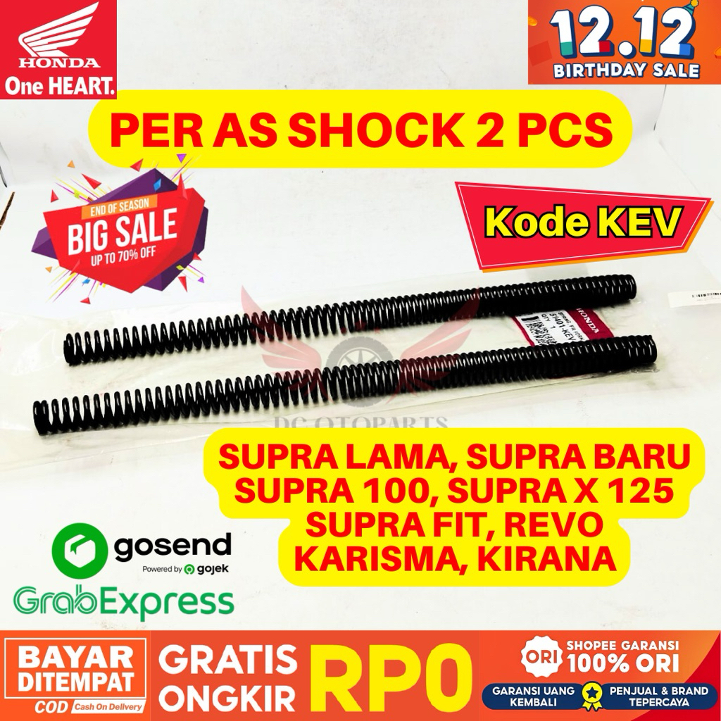 KEV PER AS SHOCK SUPRA LAMA SUPRA BARU REVO SEPASANG KANAN KIRI ORIGINAL AHM HONDA, PER AS SHOCK SUP