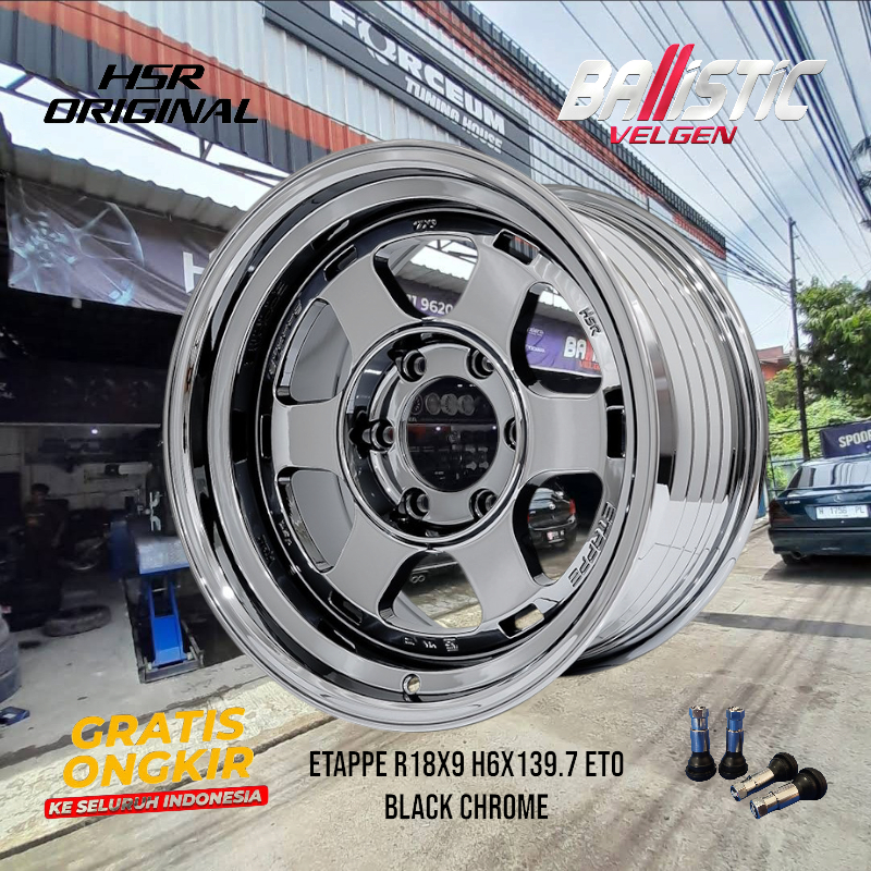 Velg HSR ETAPPE R17 Lubang 6 Mobil Hilux TRITON PAJERO Ring 17 Warna Black Chrome