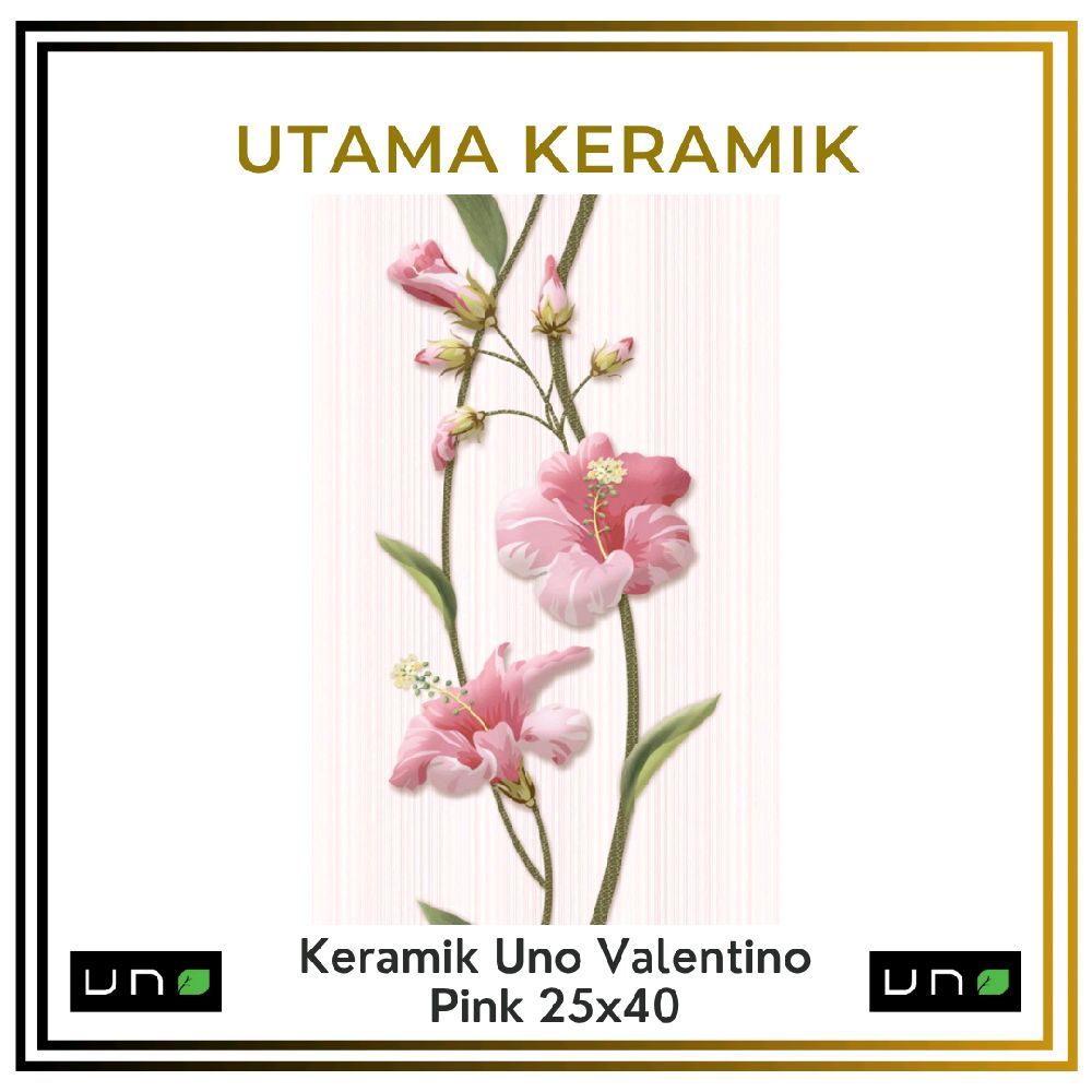 Keramik Uno 25x40 Valentino Pink - Keramik Dinding Pink Motif Bunga