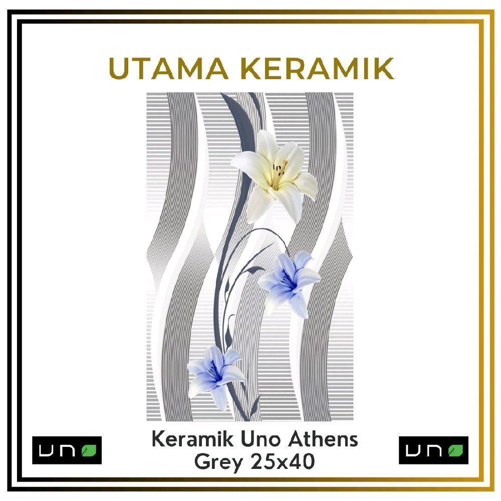 Keramik Uno 25x40 Athens Grey - Keramik Dinding Abu Abu Motif Bunga