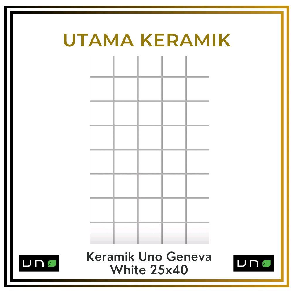 Keramik Uno 25x40 Geneva White - Keramik Dinding Putih Motif Kotak Kotak