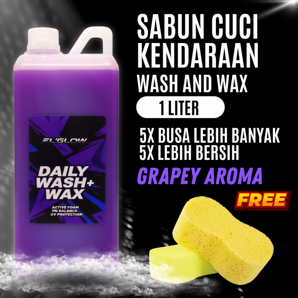 Shampoo Motor Mobil 1 Liter Free Spons Sabun Cuci Motor Mobil 1 Liter Elglow