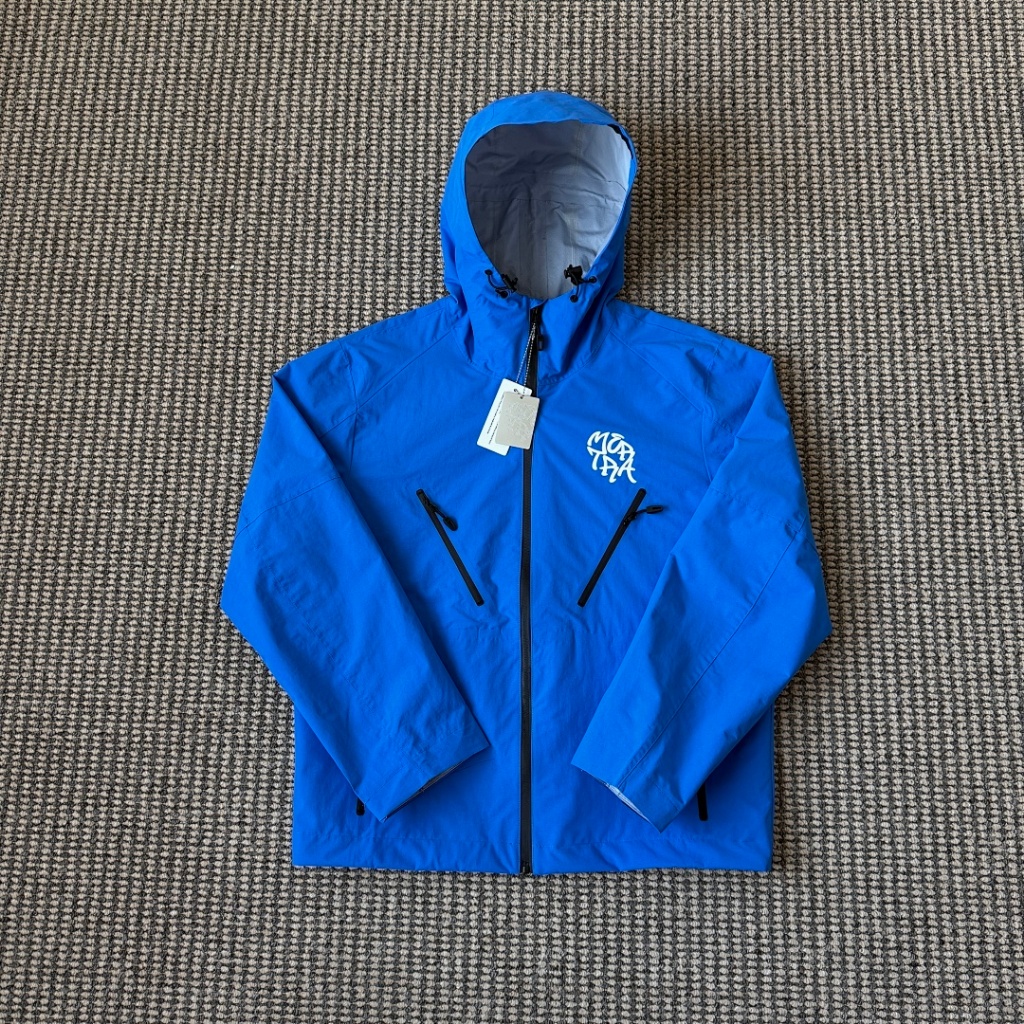 mertra -  Monogram Shell Jacket (Blue) - Water sensitive monogram pattern effect