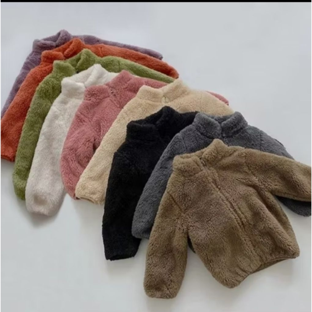 jaket anak bulu serpa bolak balik usia 2-12 tahun outer wear