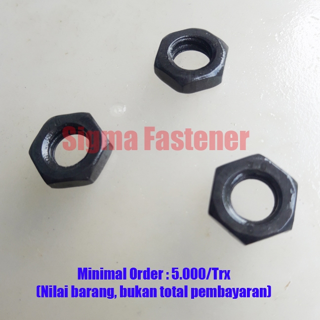 Jam Nut Mur Tipis Hitam M8x1.25 (Mur 12 Kunci 13)