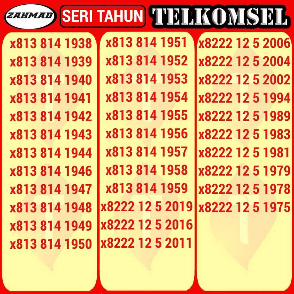 TSEL-Tahun) NOCAN TELKOMSEL Seri Tahun kartu perdana nomor cantik simpati rapi murah tahun lahir