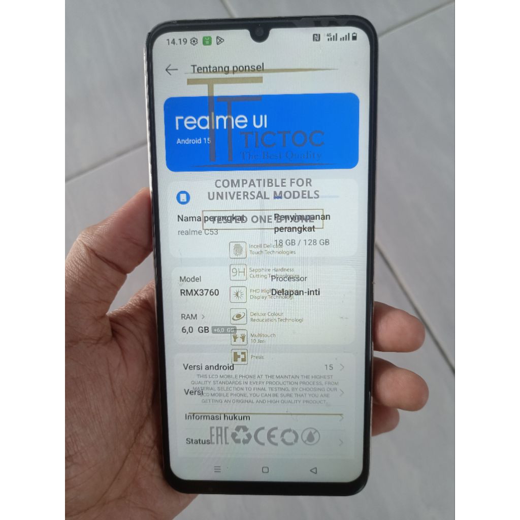 mesin realme c53 6/128 + unit