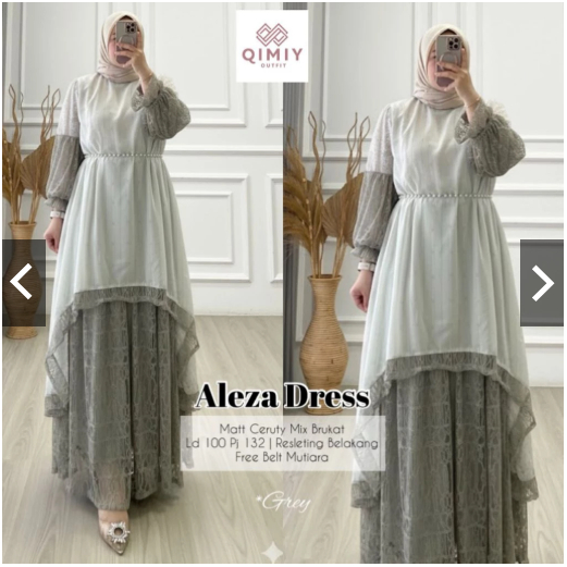 Azaira Aleza Shahita Signadila Grace Midi Dress Muslimah Ceruty Premium Midi Elegan Wanita Terbaru C