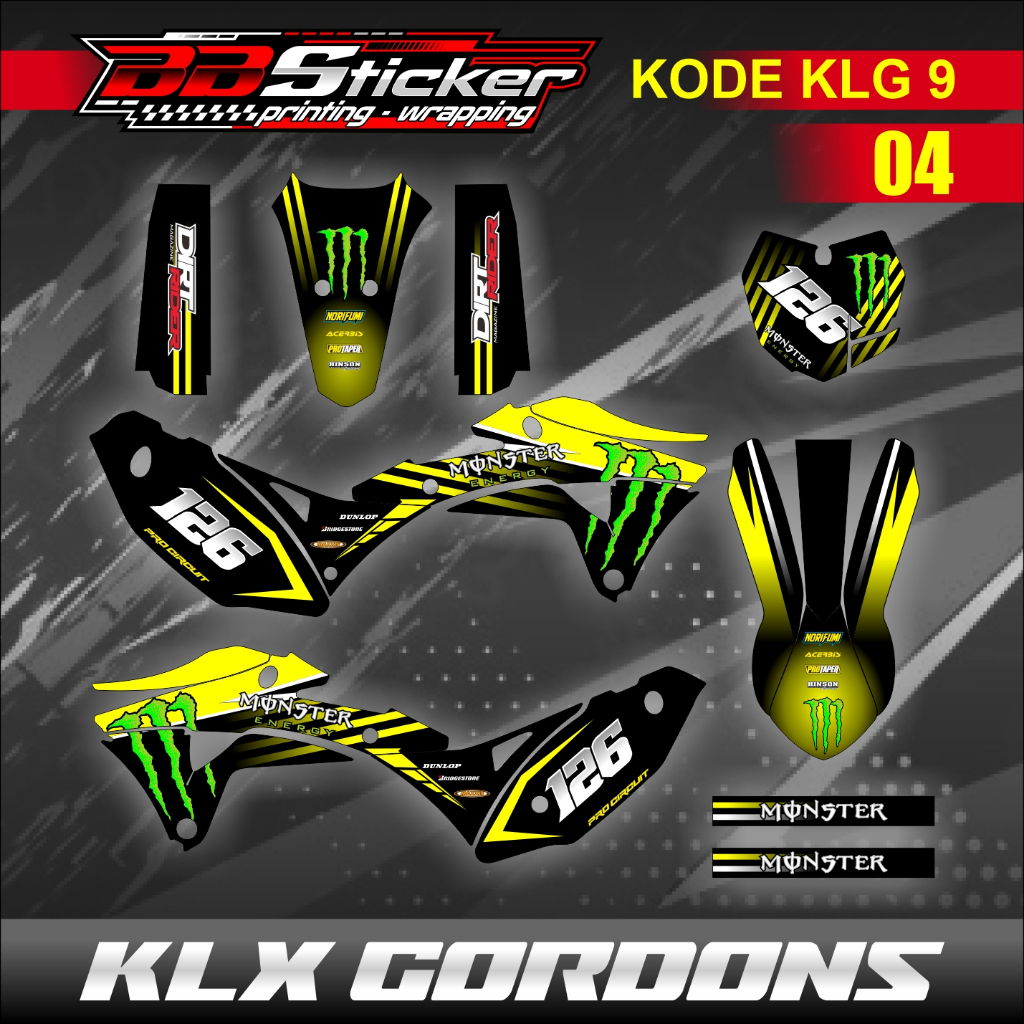 Striping Decal Body KLX Gordon – Edisi Terbaru Kawasaki KLX Gordon KLG 9 MONSTER