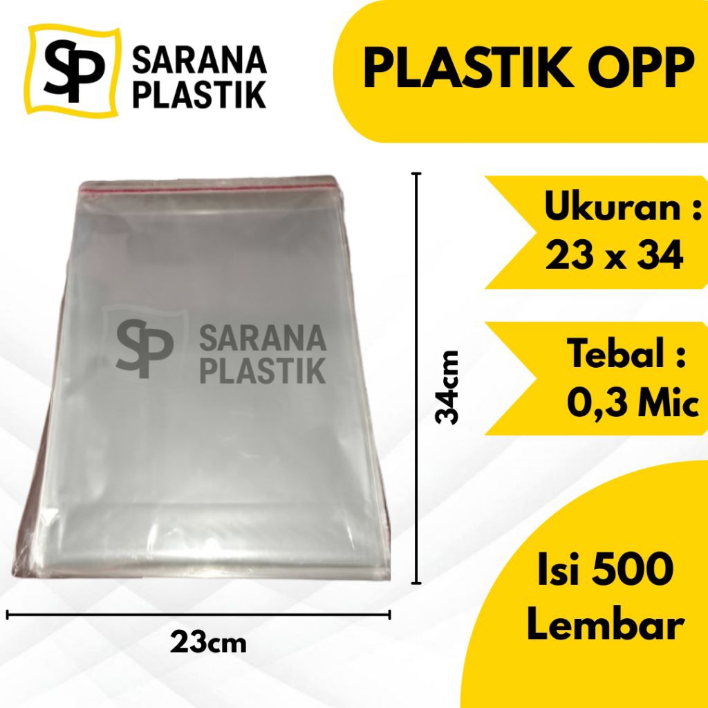 OPP 23x34 0.3/ Plastik Opp / Plastik Lem / Plastik Baju | Isi 500 Lembar
