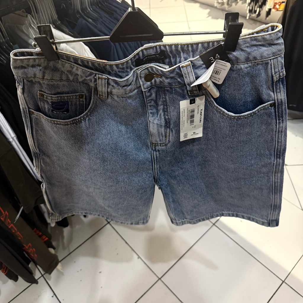 celana pendek pria rip curl original dised denim walkshort washed blue