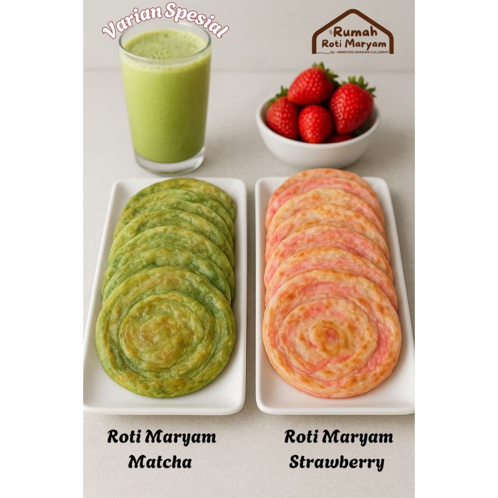 Roti Maryam Frozen Aneka Rasa Matcha Strawberry | Cemilan Premium PO 2-3 Hari