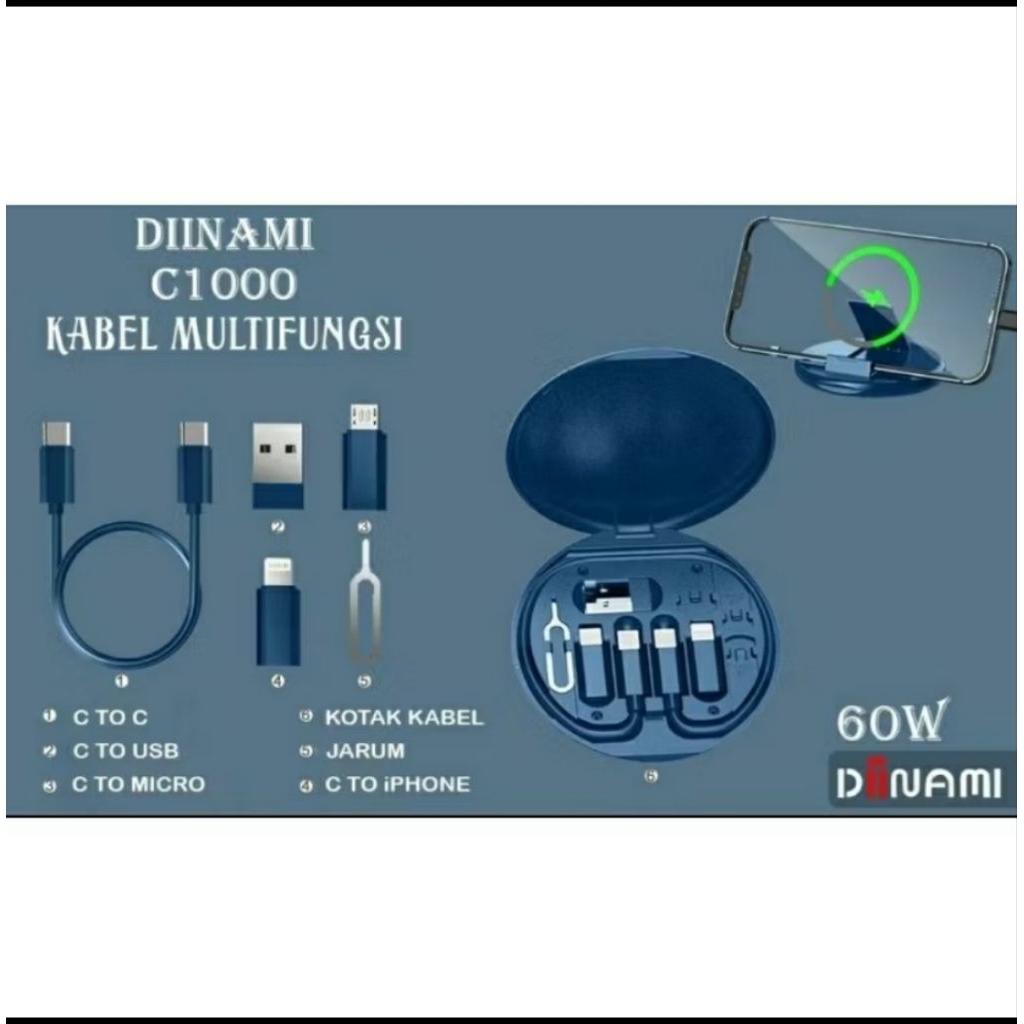 kabel Powerbank Diinami Multi Fungsi FastCharging 60W