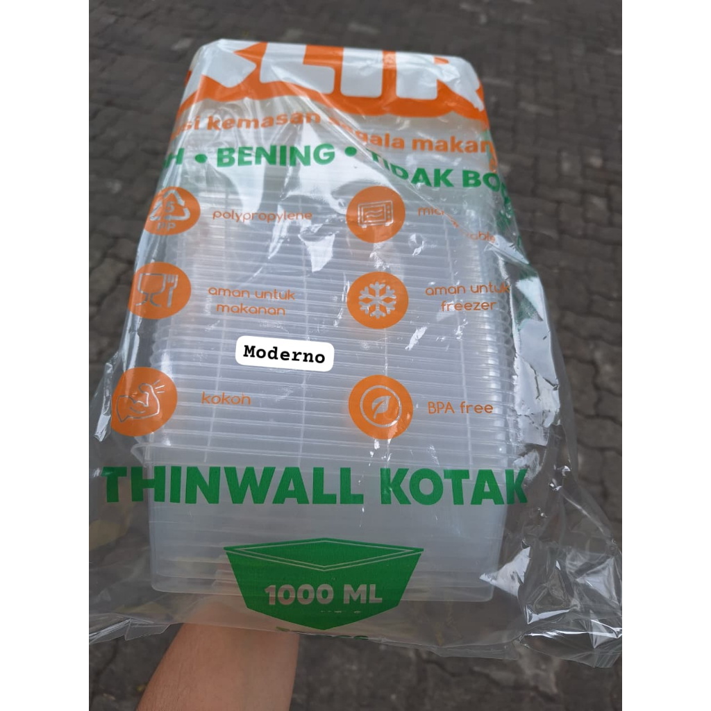 25pcs Thinwall Klir Plastik Kotak 1000ml - KLIR Thinwall Square 1000ml