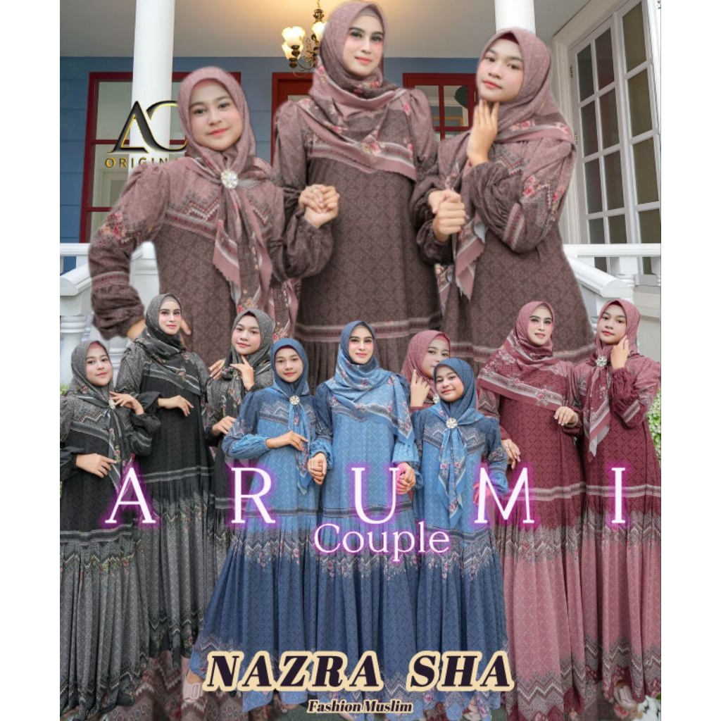 Terbaru (pN) ARUMI SERIES | Couple Sarimbit Serimbit Baju Gamis Syari Set Ibu dan Anak Arumi Couple 