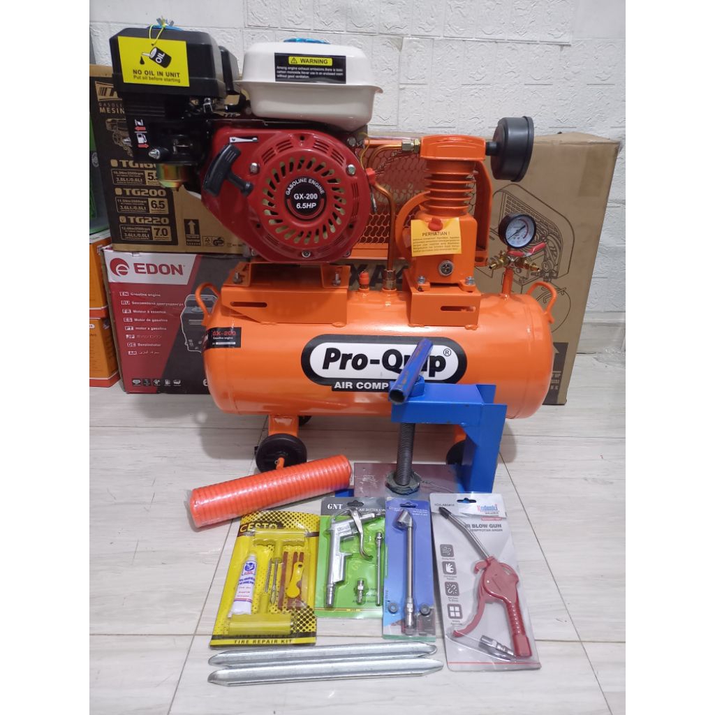 Kompresor Angin Pro-Quip 1/4HP Tangki 40Liter+Mesin GX 160 PAKET LENGKAP