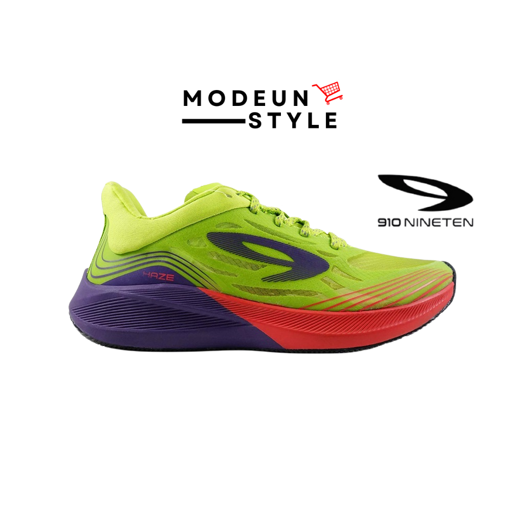 910 Nineten HAZE VISION 1.0 HIJAU NEON UNGU MAGENTA - Sepatu Lari