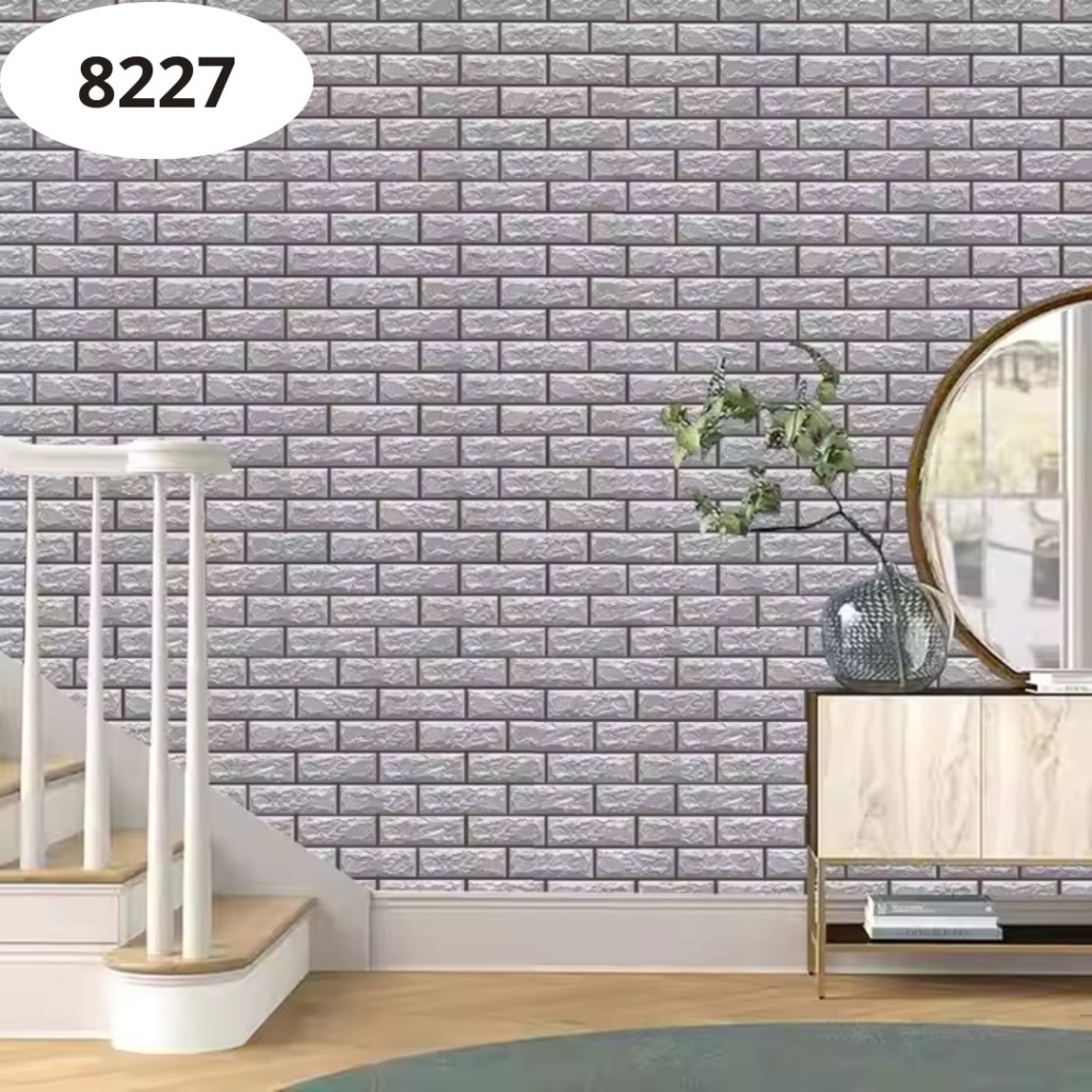 Wallpaper/Stiker Dinding Motif Bata 3D List Coklat