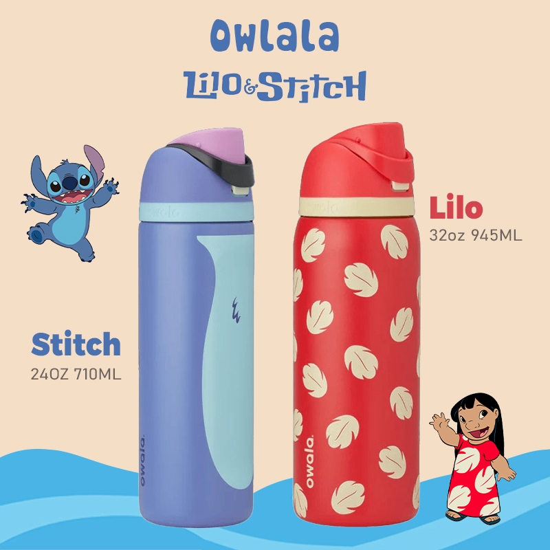 Owala FreeSip Tumbler Disney Lilo & Stitch 24oz/32oz Botol Minum Sedotan & Langsung Dual Sip