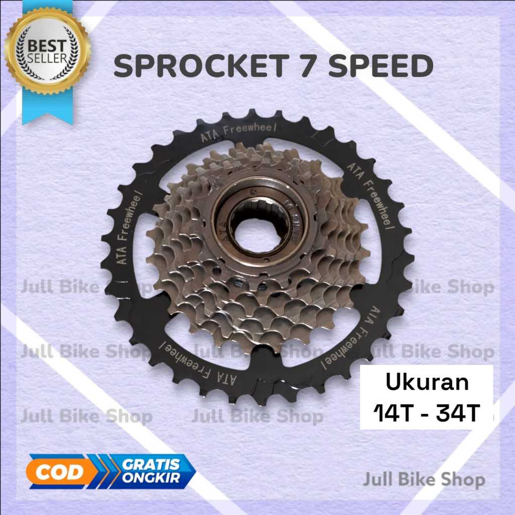 Sprocket 7 dan 8 speed sepeda lipat mtb road bike drat ulir rantai freewheel kriwil operan gear bela