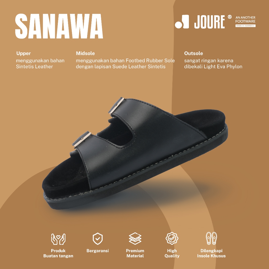 [FREE KEYCHAIN] Joure - Sanawa - Sandal Kulit Slide Wanita Casual Vintage - Sandal Selop Wanita Kuli