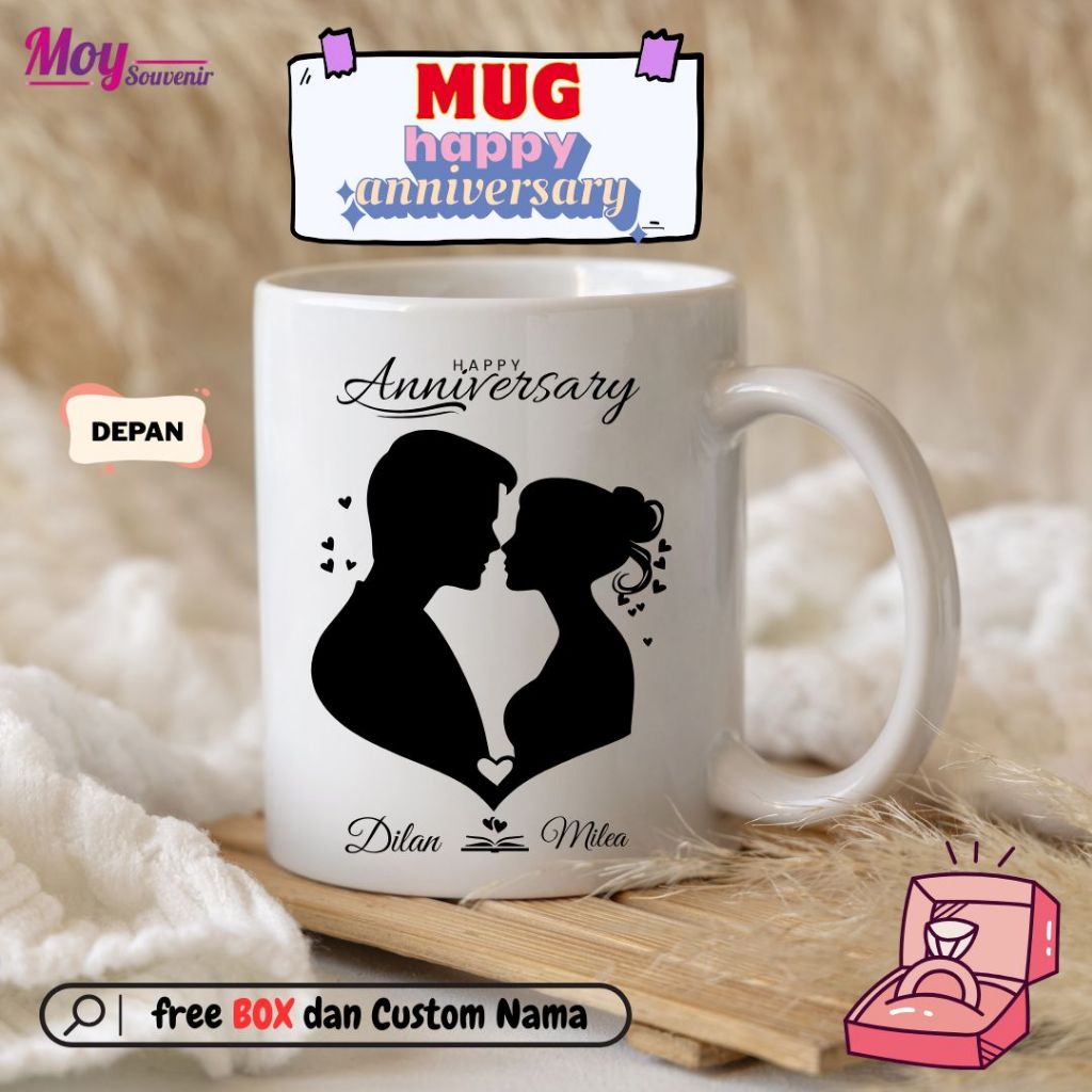 GELAS MUG KADO ANNIVERSARY - BISA CUSTOM NAMA