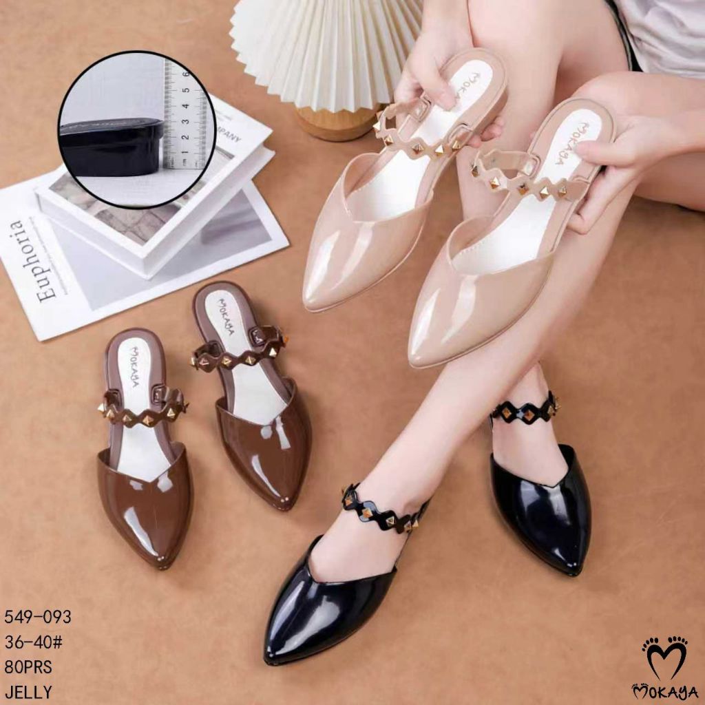Sandal Sepatu Kantor Wanita Casual Glossy Let Permata Import Mokaya 549-093 & Mokaya 549-091