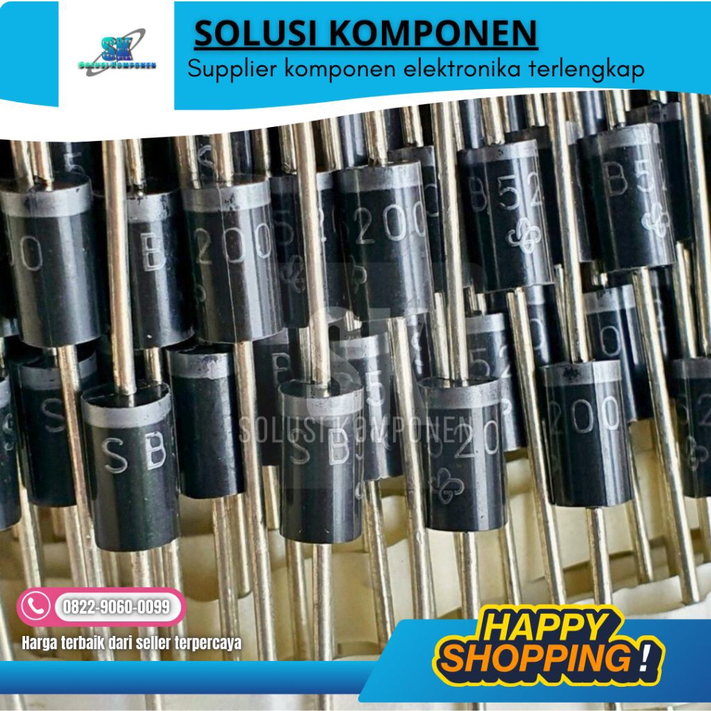Premium SB5200 Diode schottky SB 5200 5A-200V rectifier SR5200 MBR5200 MBTD5200 - Komponen elektroni