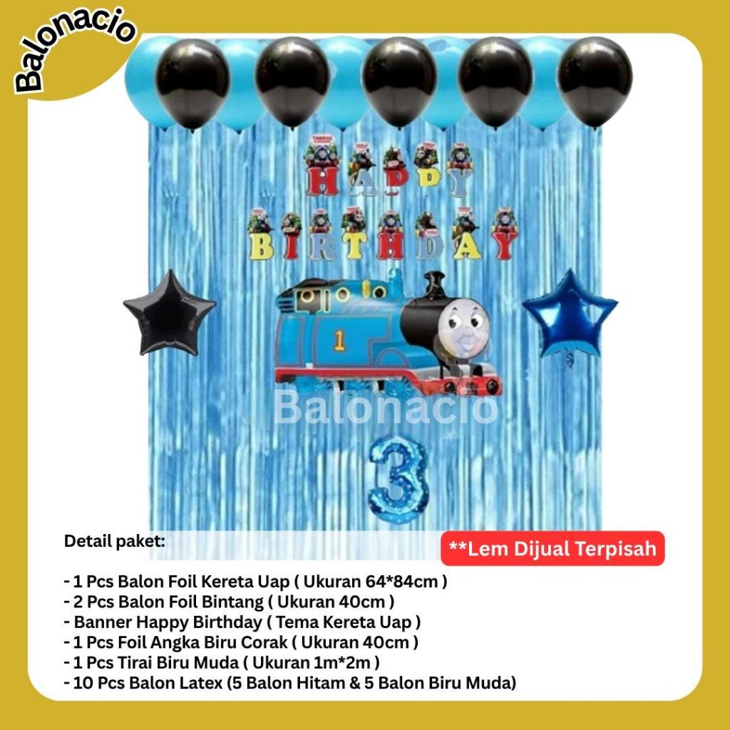 Paket Dekorasi Ulang Tahun Anak Kereta Api Biru 02