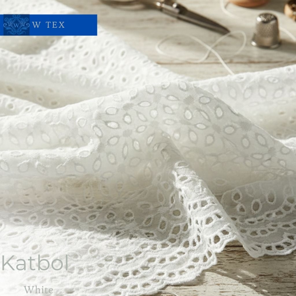 Kain Katun Bordir Bolong Bunga Tersedia Warna Hitam Dan Putih