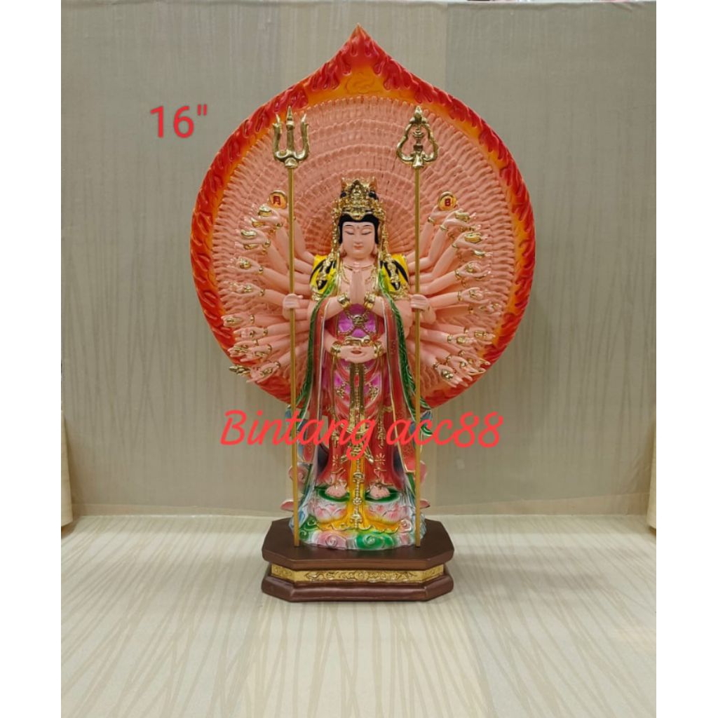 patung dewi seribu tangan / cien so berdiri - fiber - 16inch