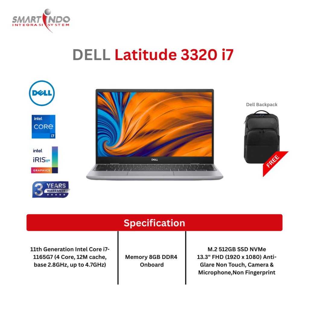 DELL LATITUDE 3320 I7-1165G7, 8GB, 512GB SSD, WIN11PRO, 3YR