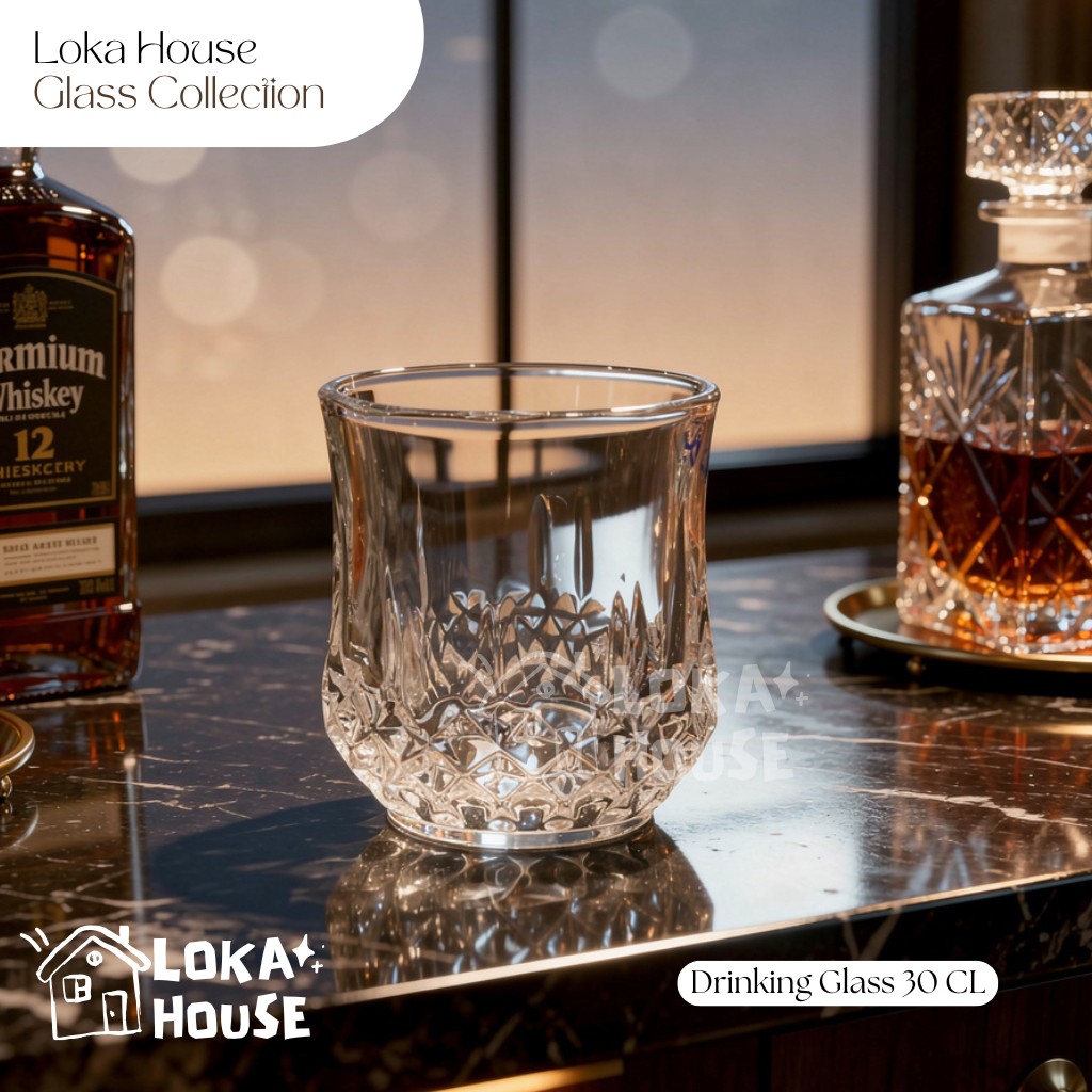 Loka House Glass Collection Formia Carnival | Gelas Kaca Premium Merk Formia 30CL Motif Elegan Cryst