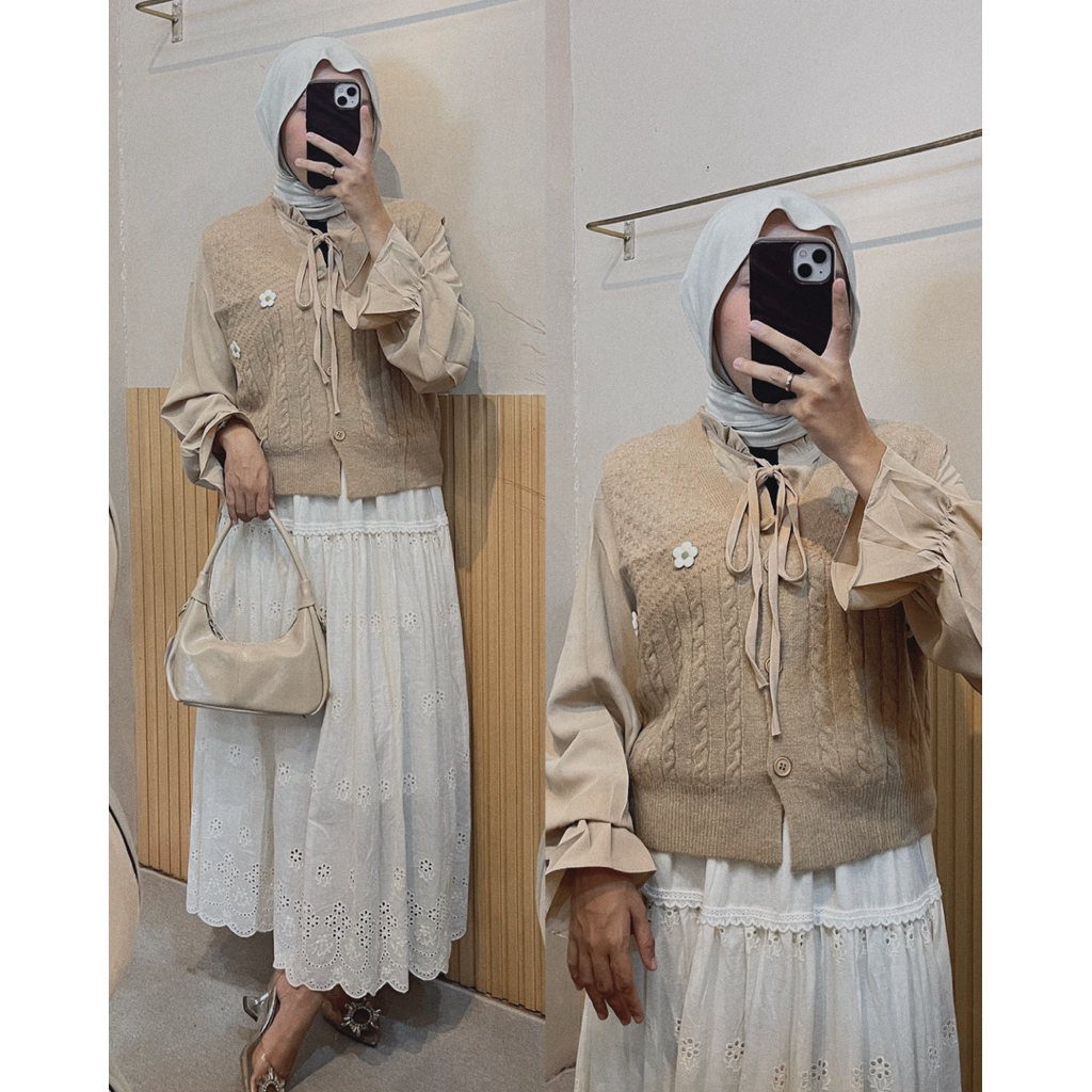 SABRINA - BLOUSE NARA - ATASAN 2in1 - BLOUSE 2in1 - VEST+BLOUSE