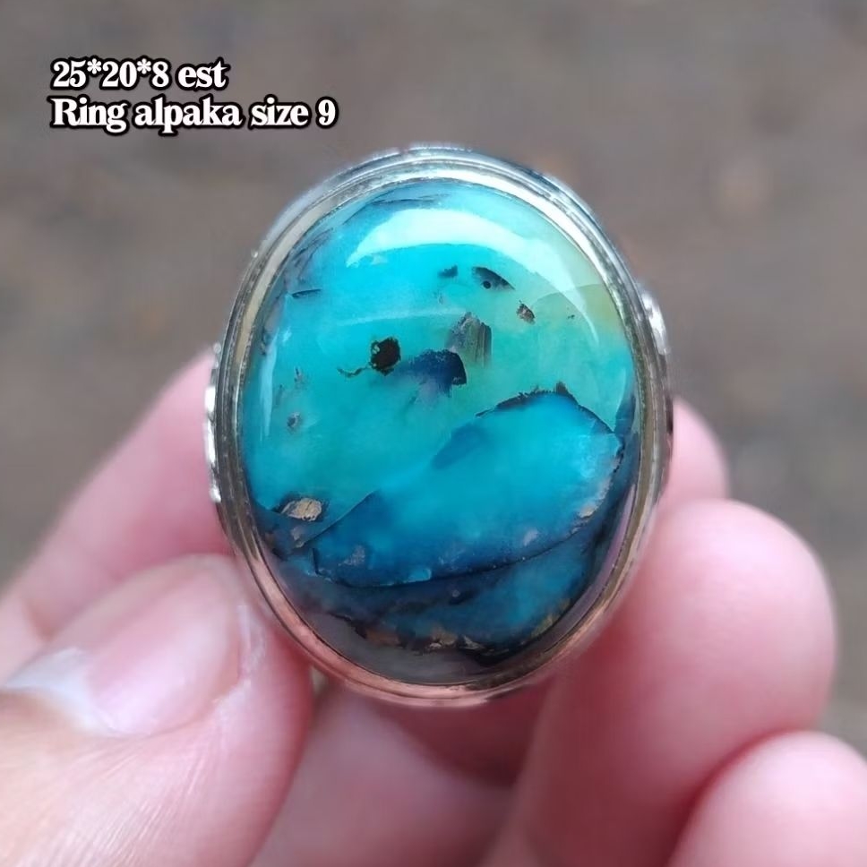 Cincin Batu Akik Hijau Garut Cikolak Jenis Tembaga