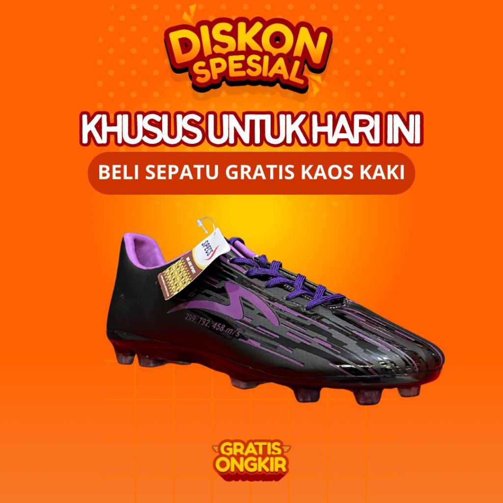 (BISA COD) Specs Lightspeed Reborn FG Hitam Ungu Premium