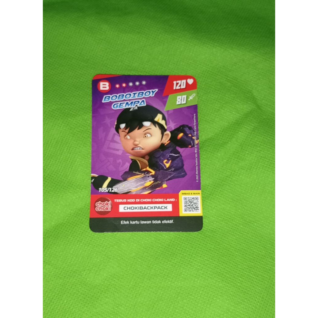 Kartu boboiboy gempa monsta galaxy card choki choki