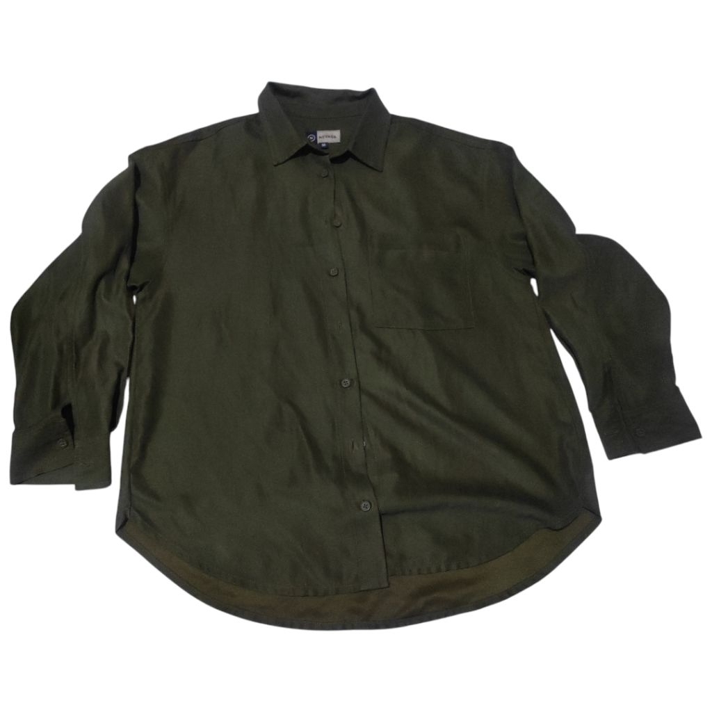 Baju Kemeja Oversize Lengan Panjang NEVADA Brand MATAHARI Hijau Wanita Murah Berkualitas