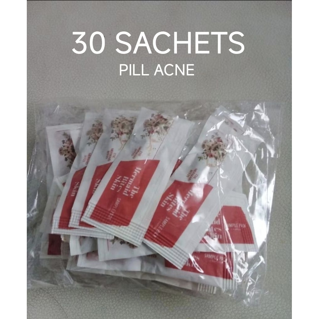 PILL ACNE BPOM HALAL 60 kapsul dalam 30 Sachet WHITENING & ANTI ACNE - The Mermaid Bites Skin