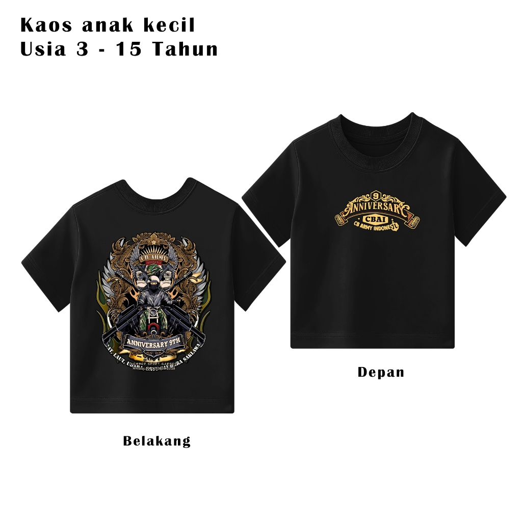 KAOS ANAK ANNIV 9TH CB ARMY & CB RPM JEMBER T-SHIRT ANNIV 9TH CB ARMY & CB RPM JEMBER