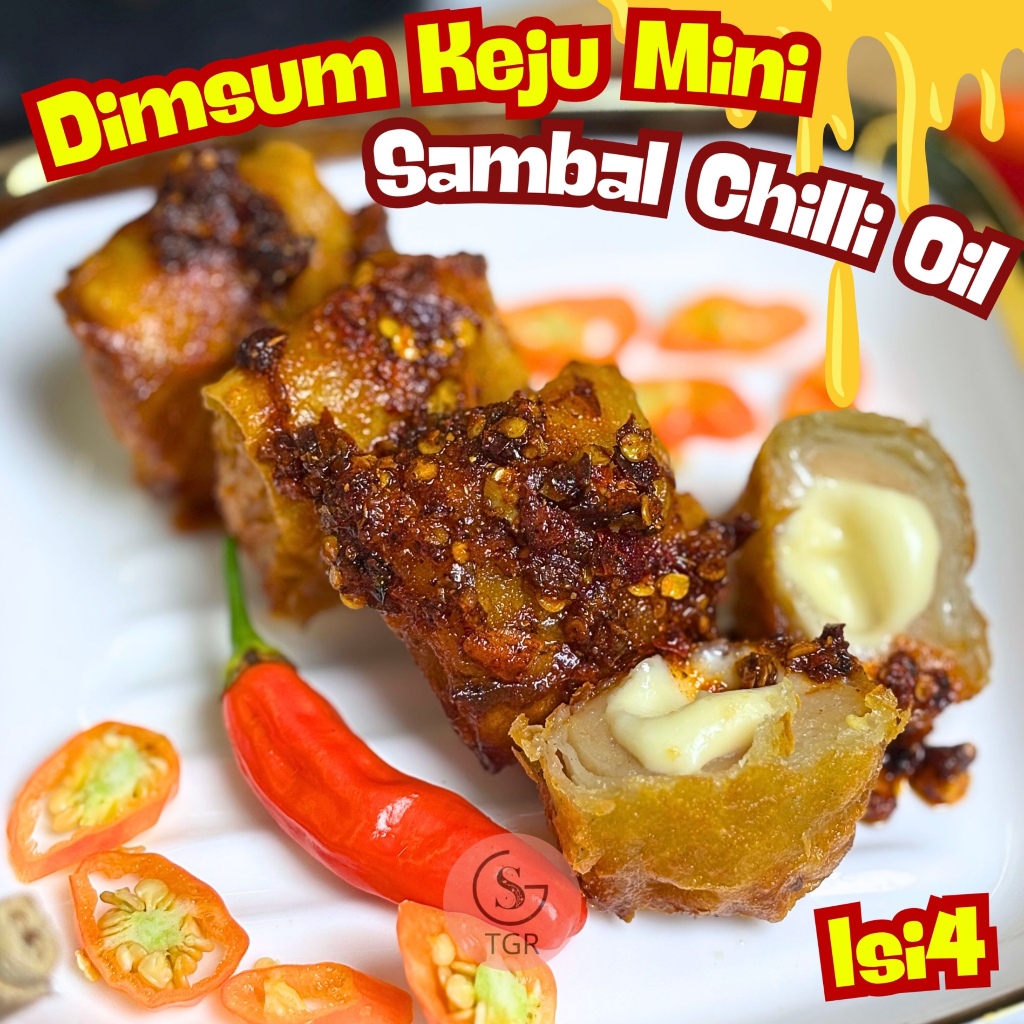 DIMSUM GORENG MINI KEJU LUMER ISI 4 EXTRA CHILLI OIL PEDAS  Ayam Daging Food Frozen Meat Pangsit Sea
