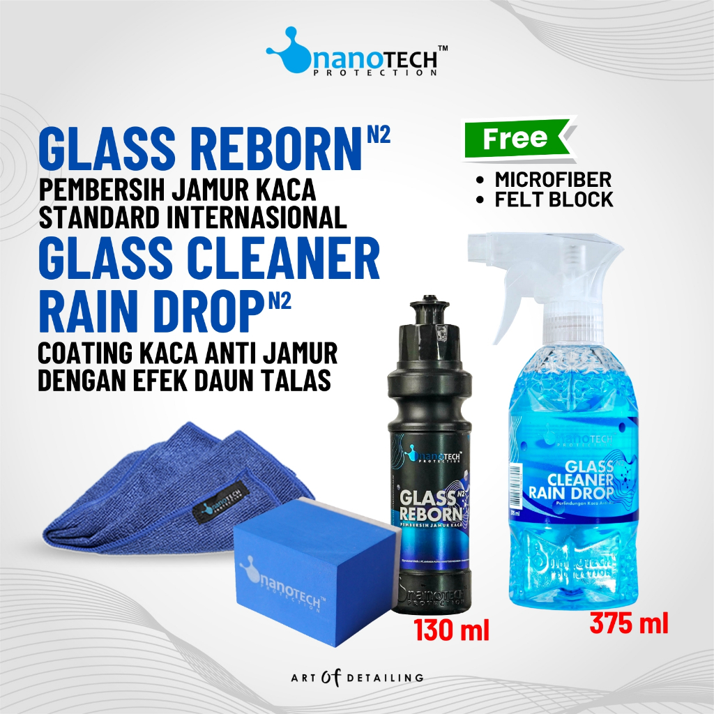 OBAT PEMBERSIH ANTI JAMUR KACA + GLASS COATING WATER REPELLENT /PAKET - nanoTECH PROTECTION - GLASS 
