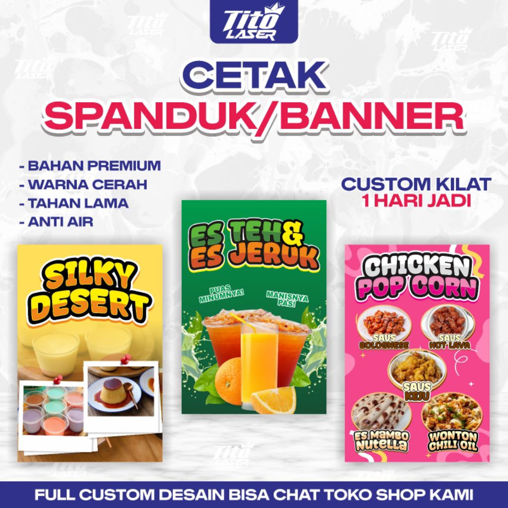 (BANNER STAND MAKANAN/MINUMAN) CETAK BANNER TERMURAH / CETAK BANNER MURAH / CETAK BANNER / CETAK SPA