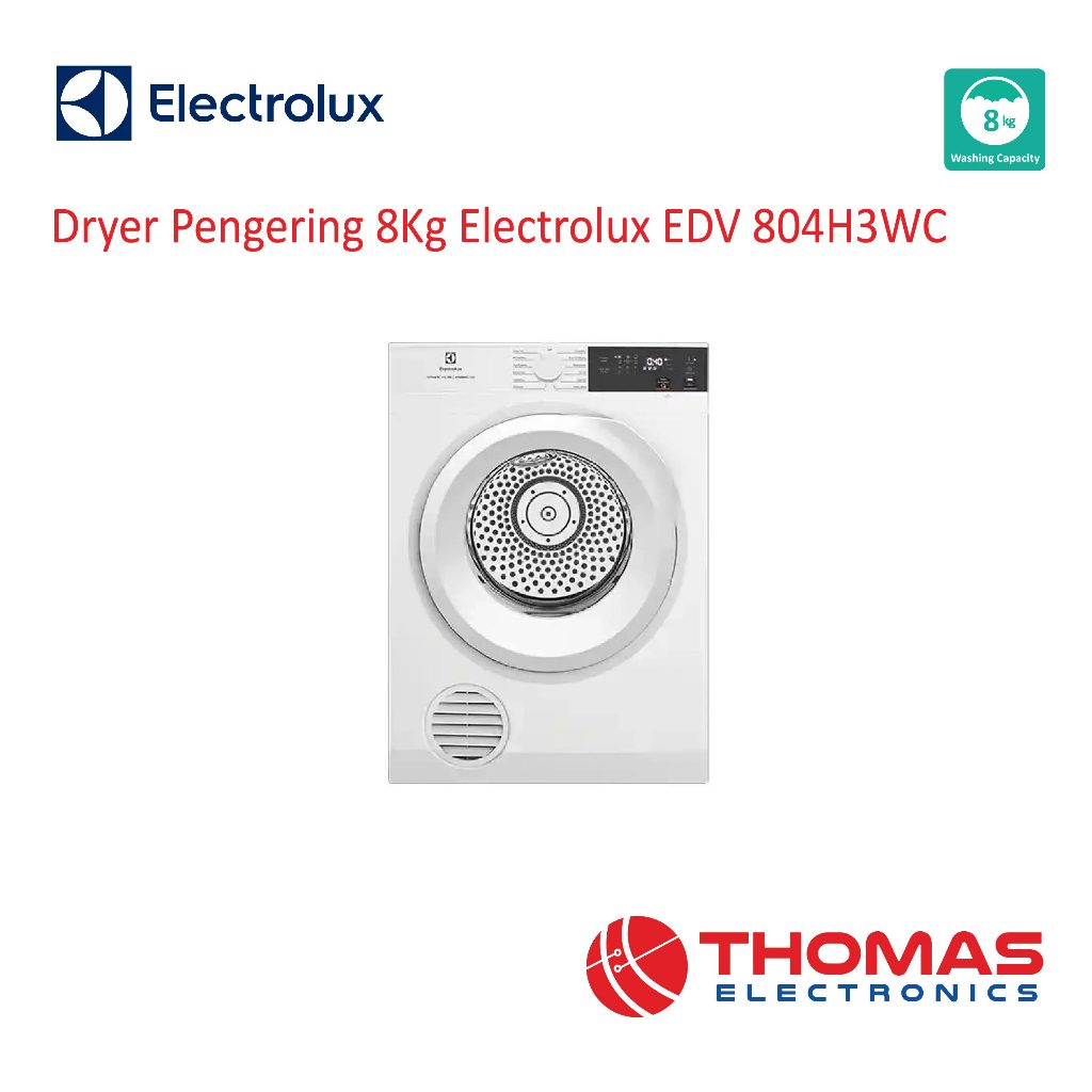 Mesin Cuci 1 Tabung Front Loading Pengering Dryer 8 Kg Electrolux EDV804H3WC EDV 804H3WC Reverse Tum