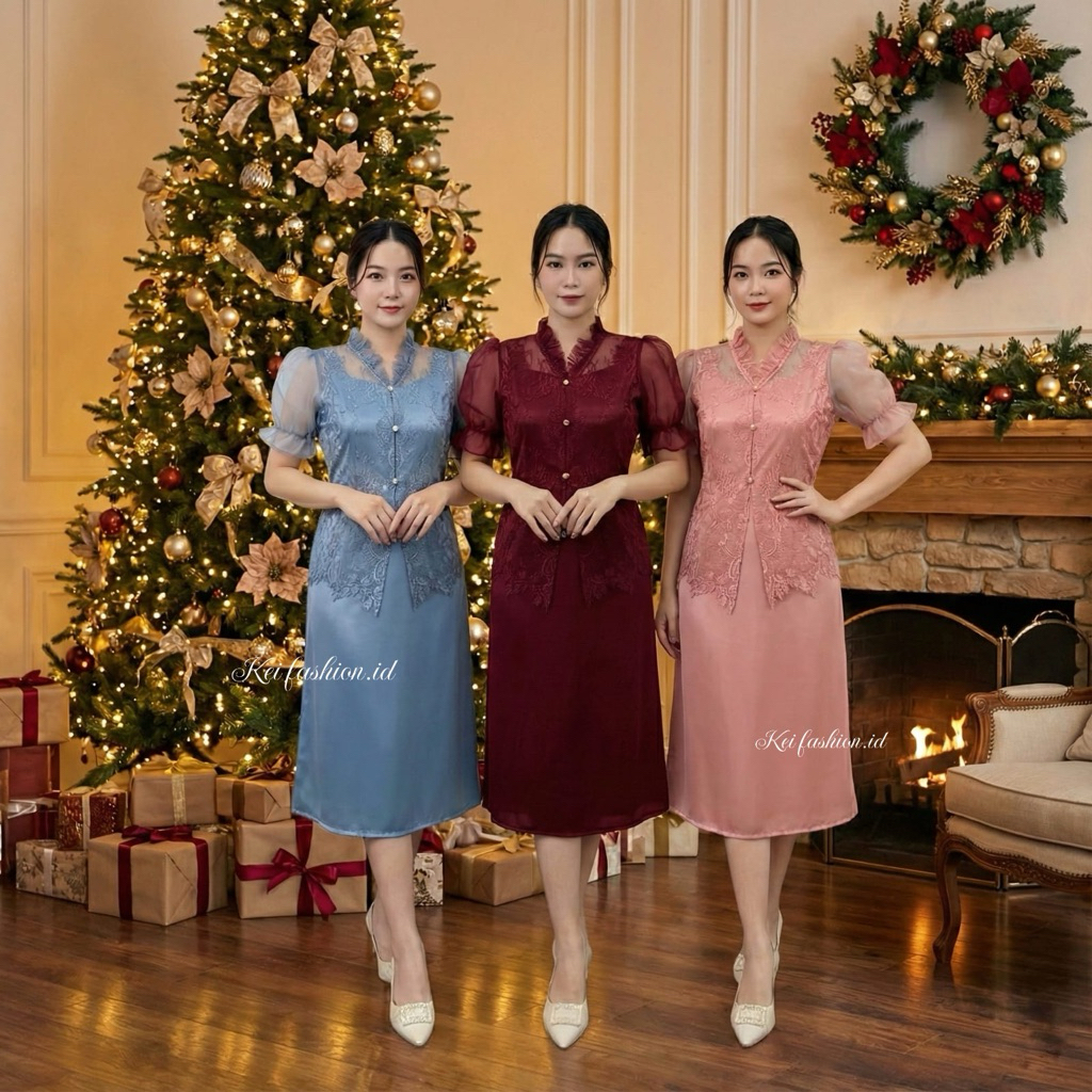 One set NINDY dress - midi dress pesta kondangan - outfit natalan terkini