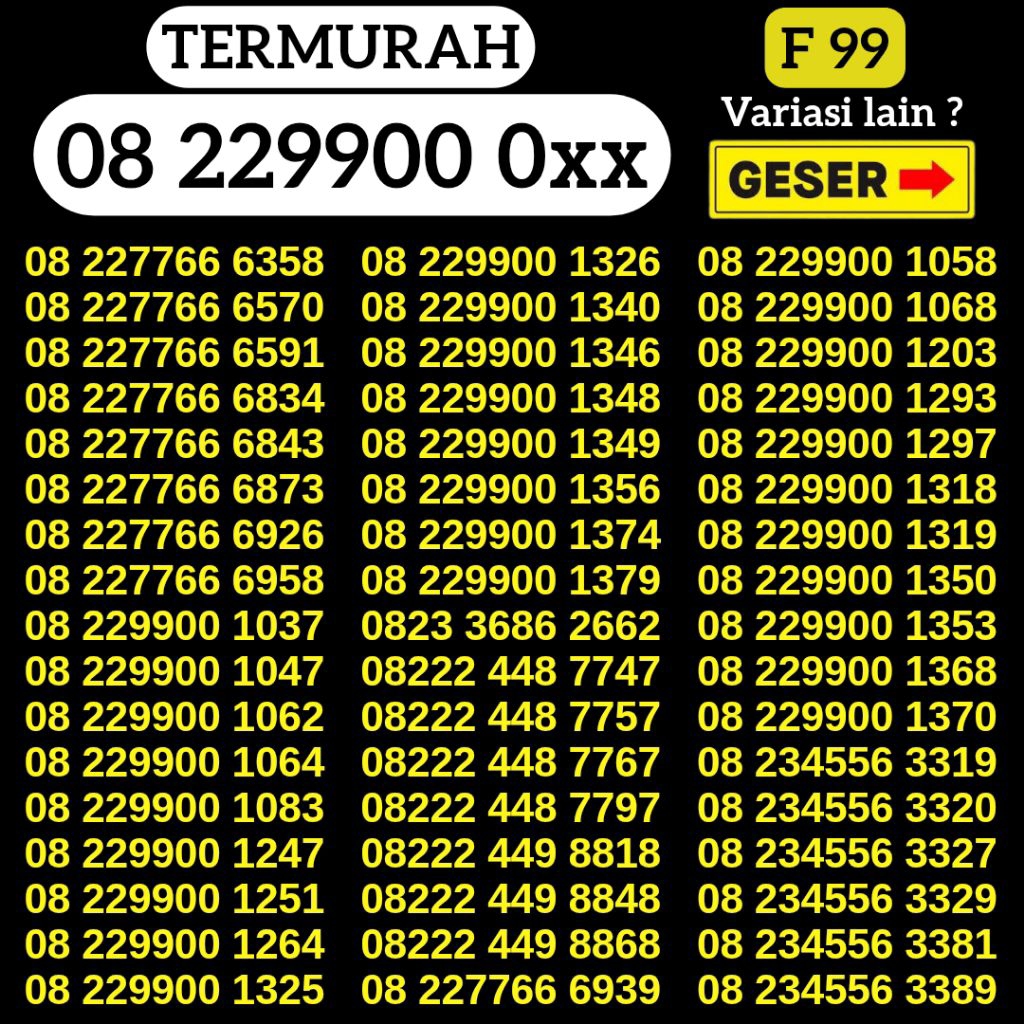 Termurah Nomor Cantik Kartu Perdana Telkomsel 2299 Triple Nomor Cantik Simpati Triple Kwarted Panca 