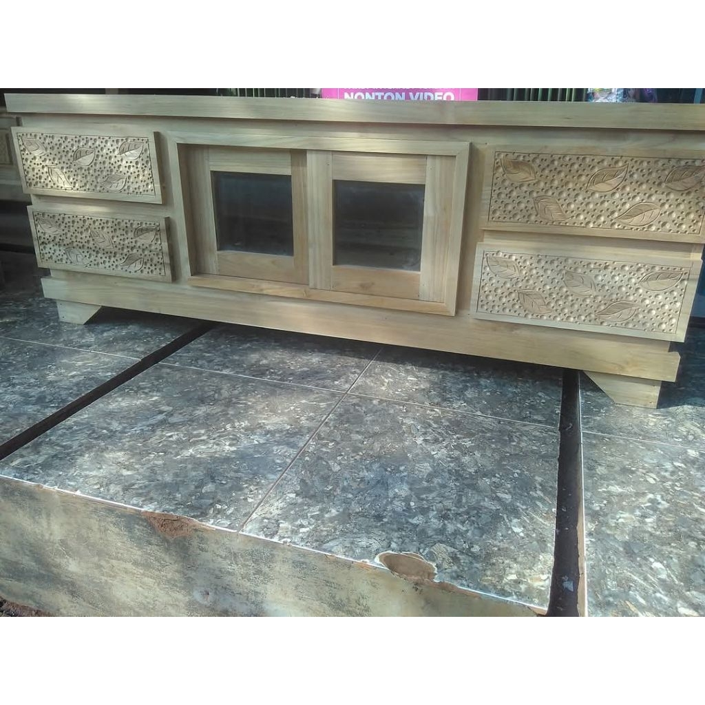 Bufet Meja Tv Minimalis Jati Mentahan