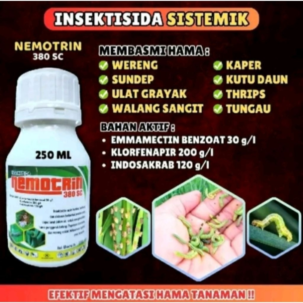 Nemotrin Insektisida 250ml Sistemik untuk Ulat Paling Ampuh Basmi Kutukebul,Wereng Sundep