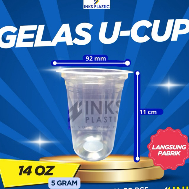 GELAS PLASTIK 14 OZ U CUP OVAL CUP OVAL 14OZ