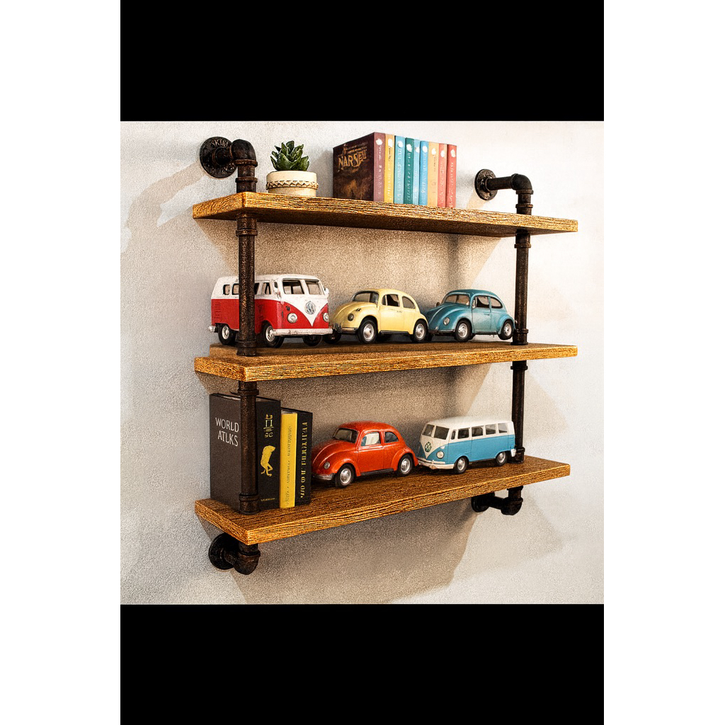 Rak Gantung Industrial/rak dinding industrial/rak kayu industrial/rak industrial 3 tingkat/rak dindi